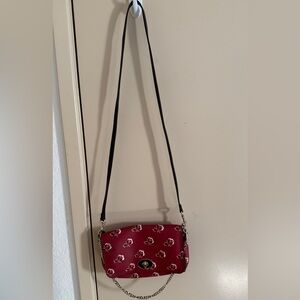 Coach Reddish Brown and Black Floral crossbody purse
